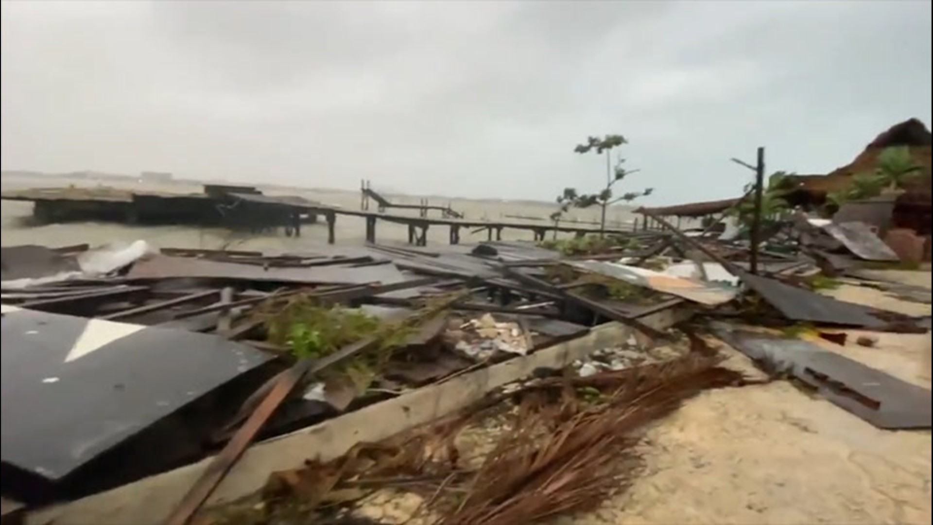Storm chaser Reed Timmer is in Cancun, Mexico, where Hurricane Delta's winds left debris lying along the shore on Oct. 7.