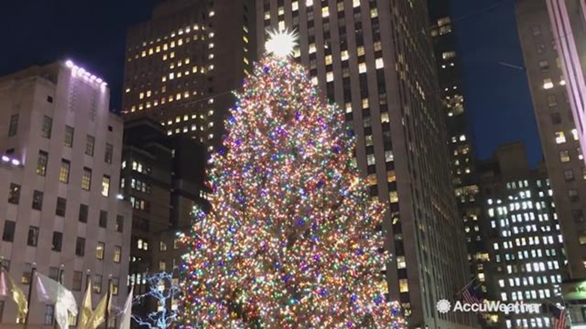 In New York City, the Rockefeller Center Christmas tree lighting up is a sign of the holiday season in full force.  AccuWeather reporter Kena Vernon is in New York to hear from tourists enjoying the sight.