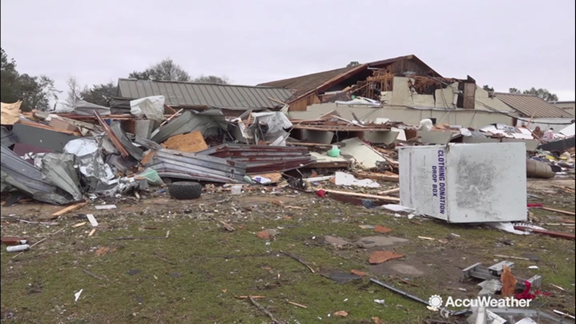 Cleanup begins in Alexandria, Louisiana, on Dec. 17, after a tornado left widespread devastation to the town.