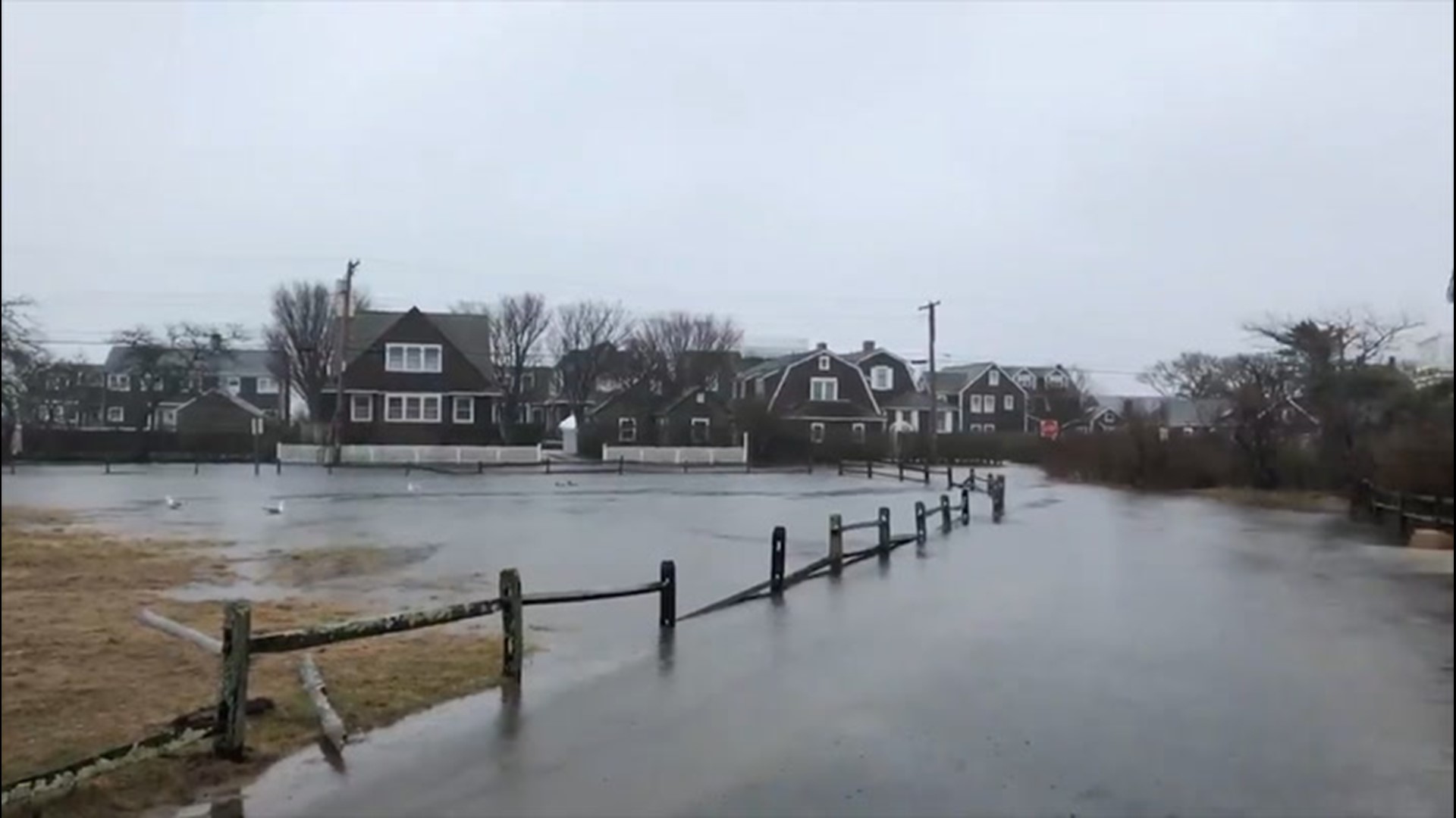 Roads were underwater as floodwaters swept through residential areas in Nantucket, Massachusetts, on April 3.