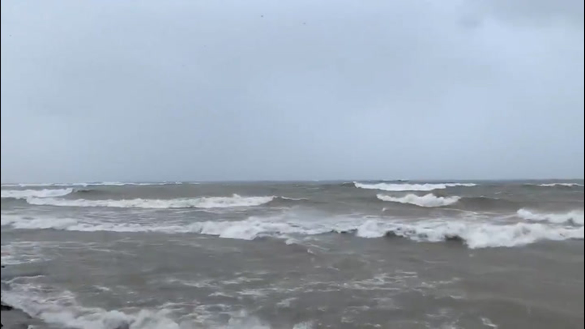 Wind gusts of over 54 miles per hour fueled these waves on Lake Ontario as they slam the shore in Oswego, New York, on Feb. 27.