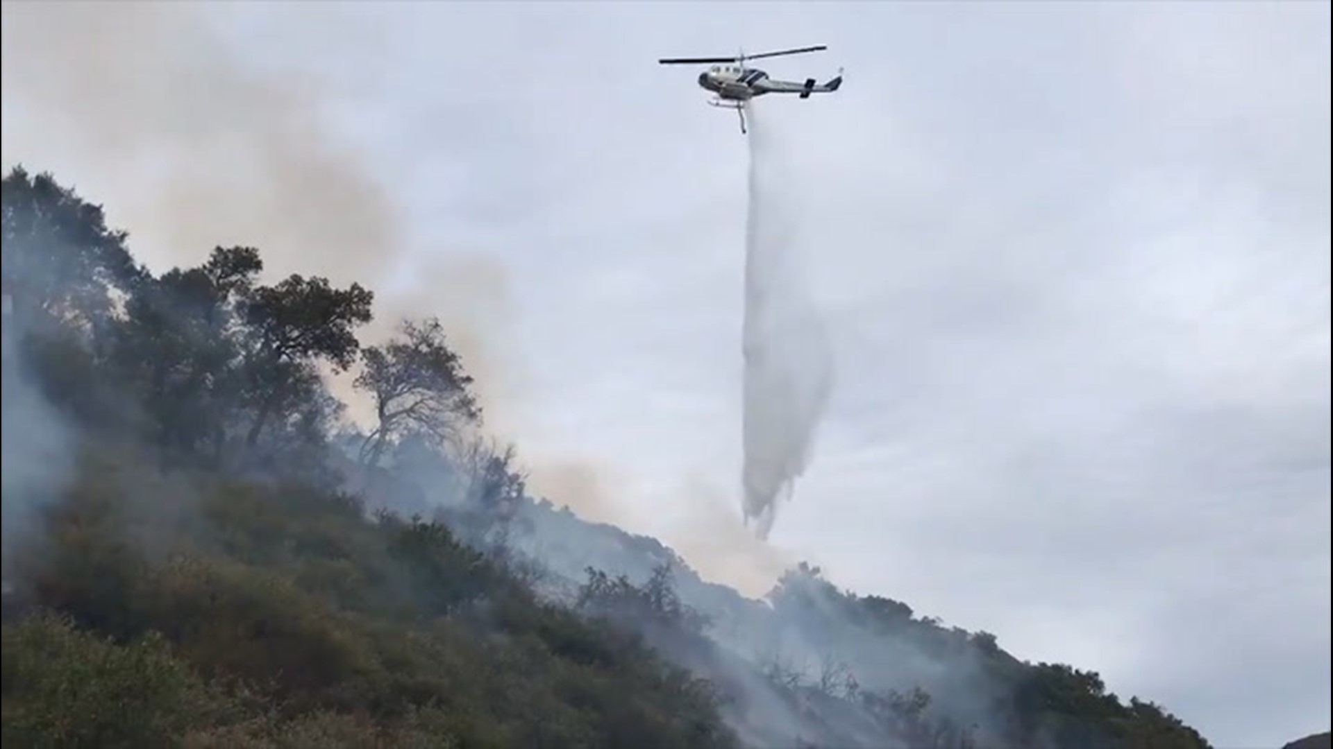 Firefighting crews in Santa Barbara, California, used helicopters to help battle a small wildfire on March 9. Forward progress of the fire was quickly stopped.