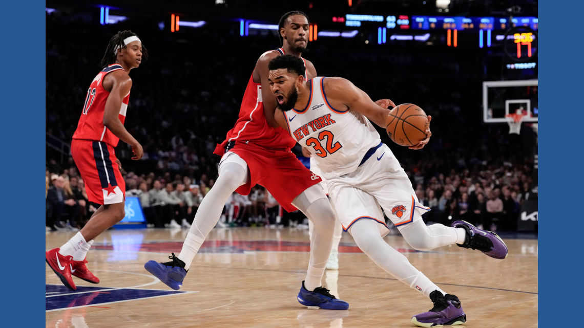 Knicks' Towns Scores 33 Points Leading Team Above .500 With Home Win Over Wizards