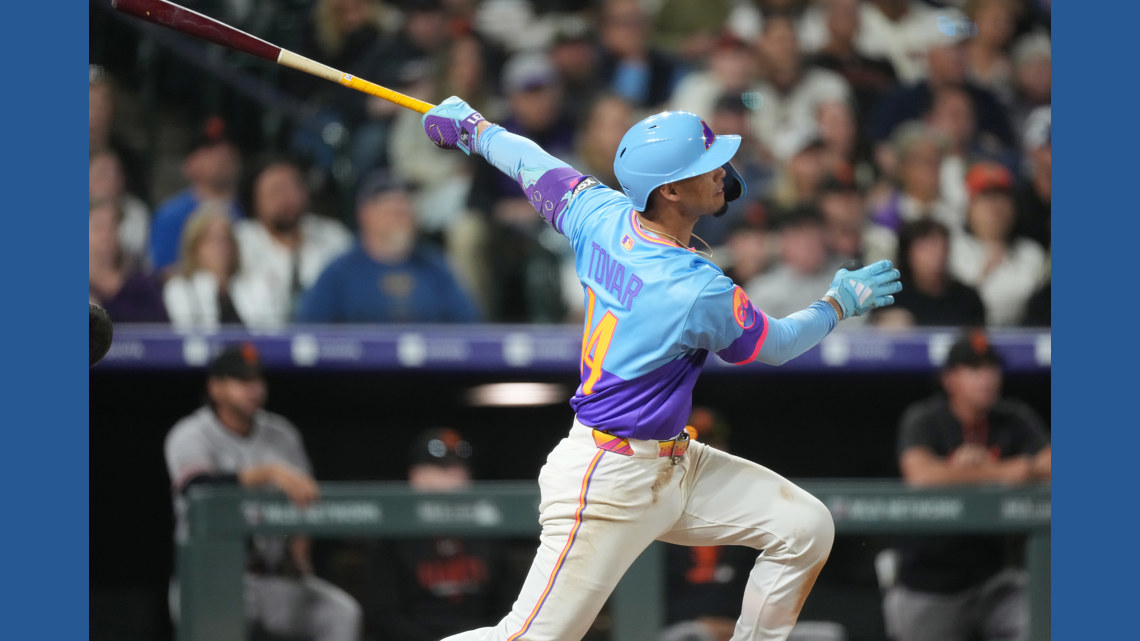 Tovar, Goodman homer in 5-run 9th, Rockies beat Giants 8-6