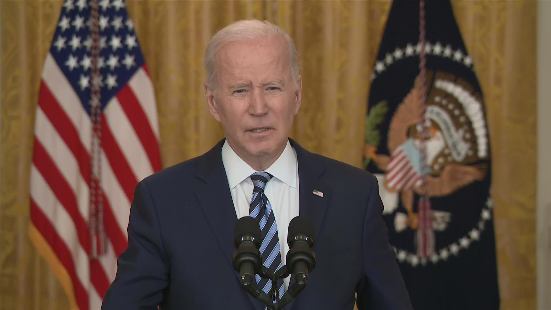 Biden said Putin's actions will "end up costing Russia dearly, economically and strategically."