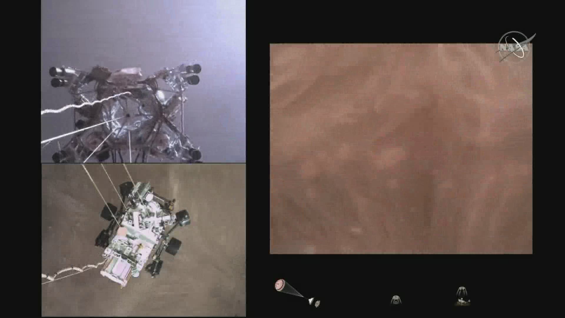 For the first-time-ever, NASA has captured on-board video of a rover landing on Mars. (Courtesy NASA TV)