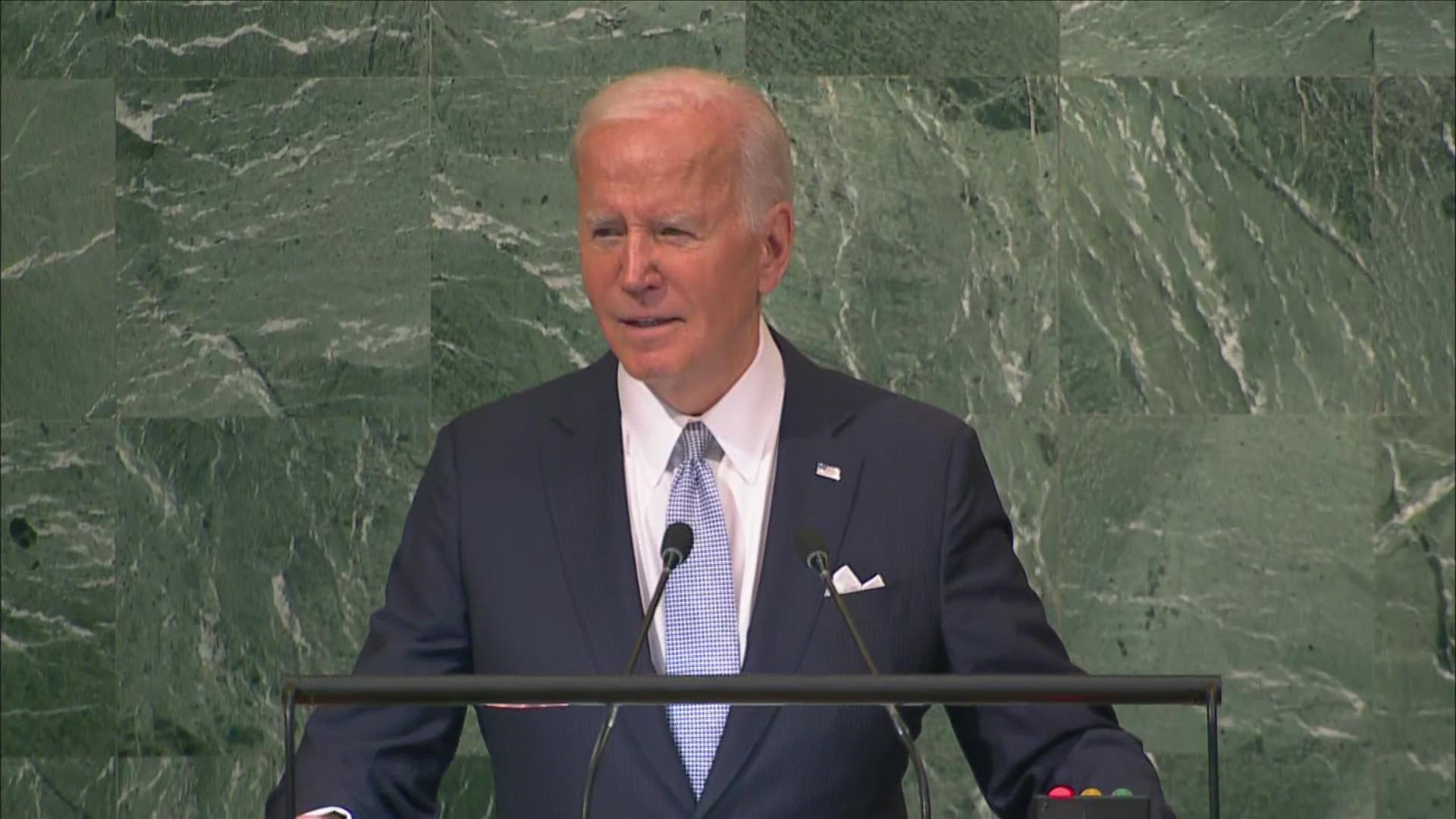 President Joe Biden spoke to world leaders on Russia's war in Ukraine, climate change, health and global security.