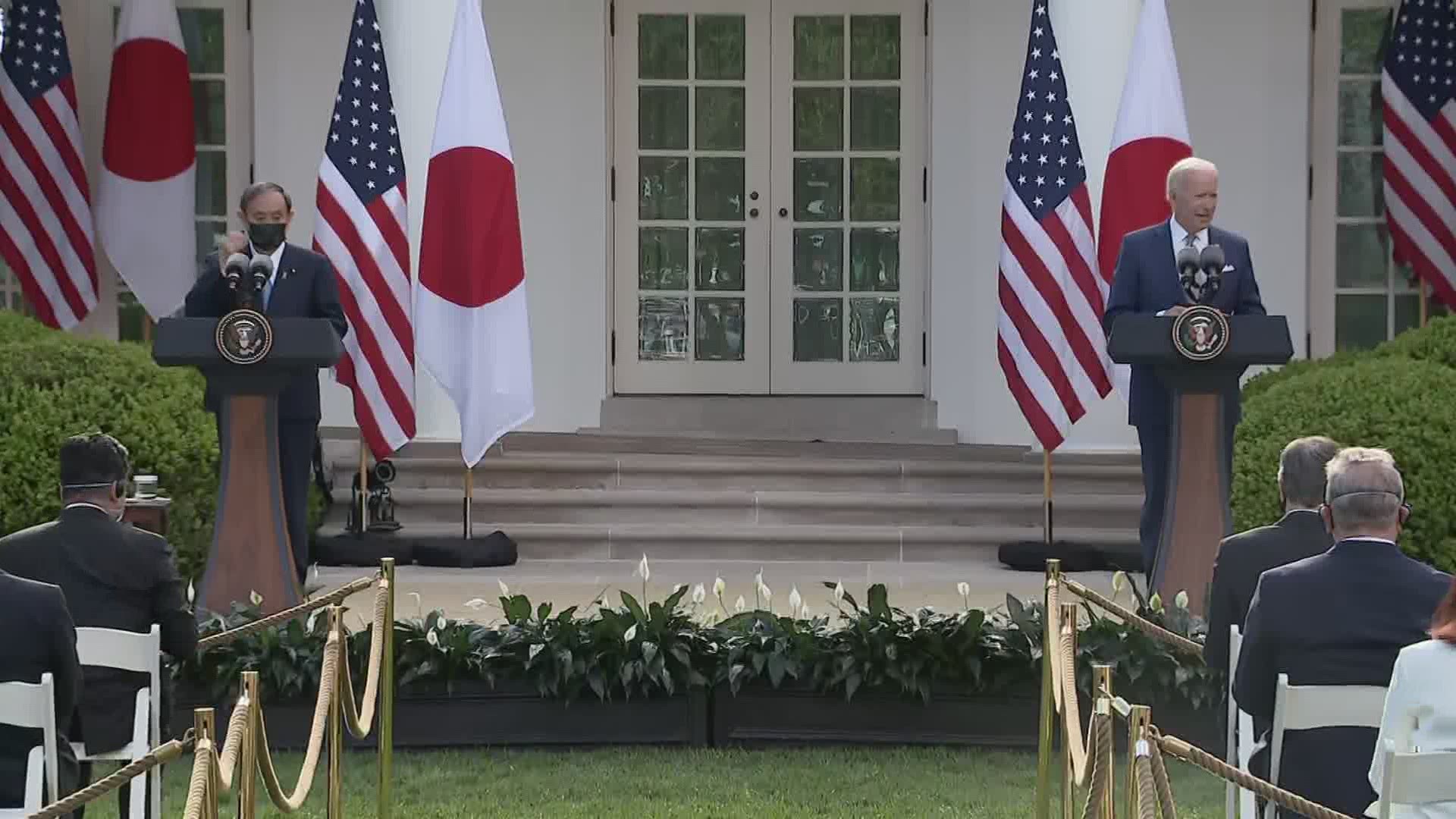 Japanese Prime Minister Yoshihide Suga's visit on Friday was Biden’s first face-to-face talks with a foreign leader as president.