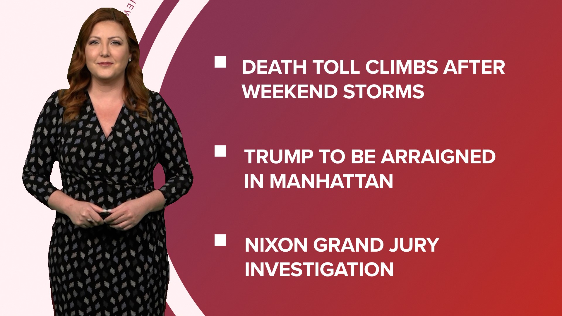 A look at what is happening in the news from storm damage aftermath in the South to former President Trump's arraignment preps and the Pope back for holy week.