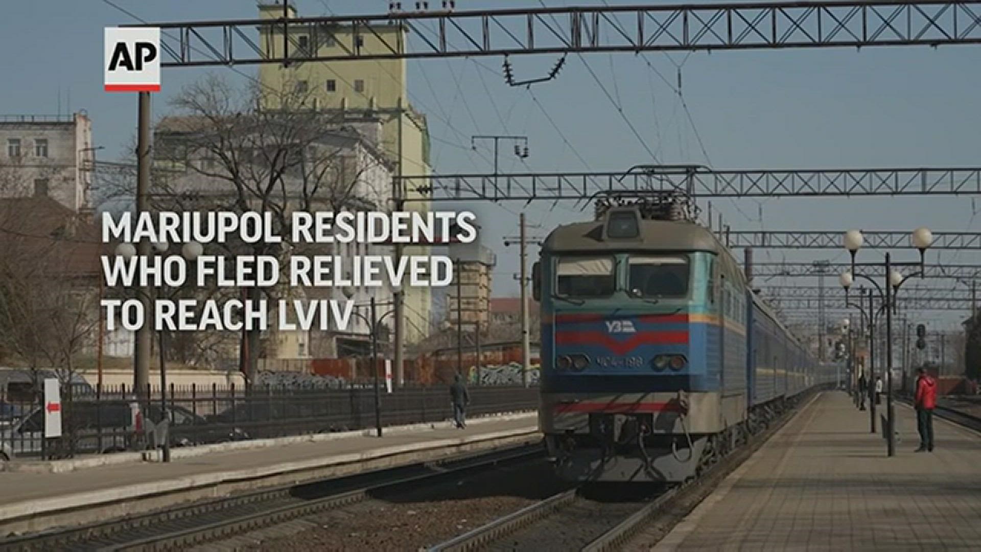 Residents fleeing the besieged Ukrainian port city of Mariupol arrived in Lviv on Sunday, relieved and exhausted from their escape.
