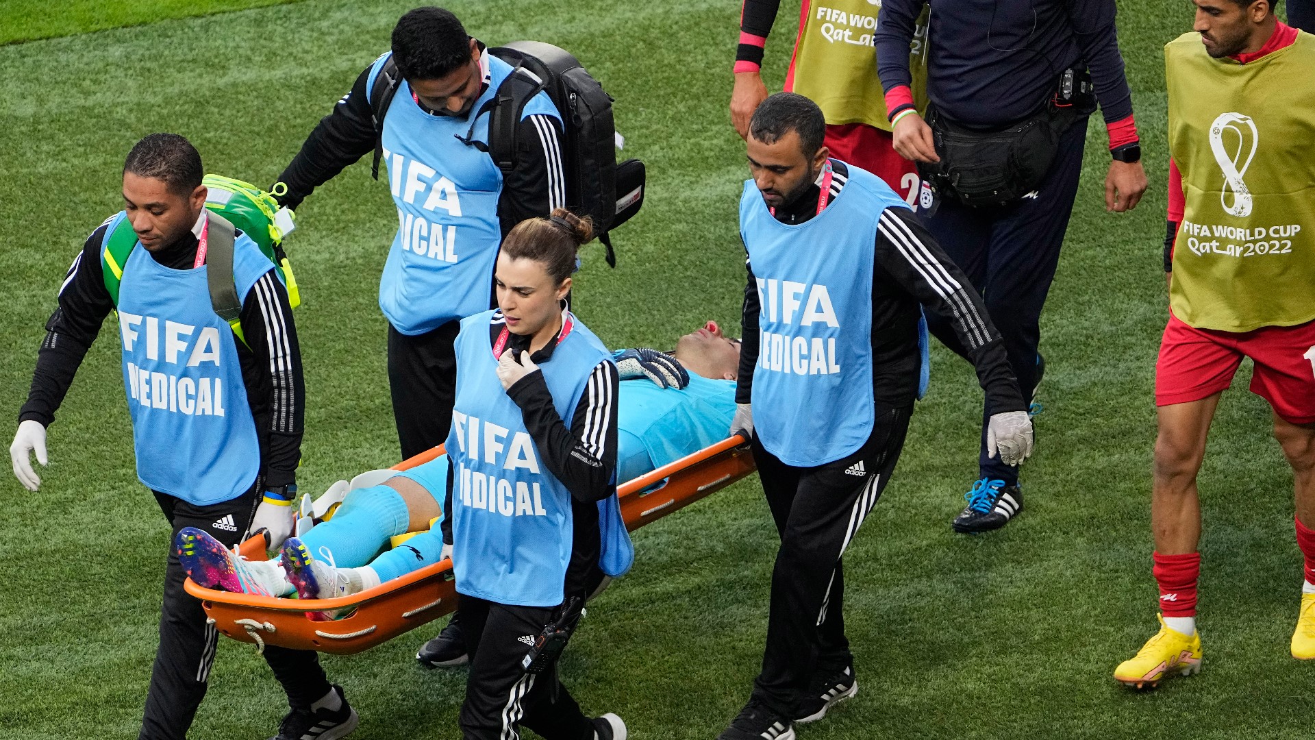 Goalie Injuries Iran goalkeeper hurt in collision during England World Cup match ...