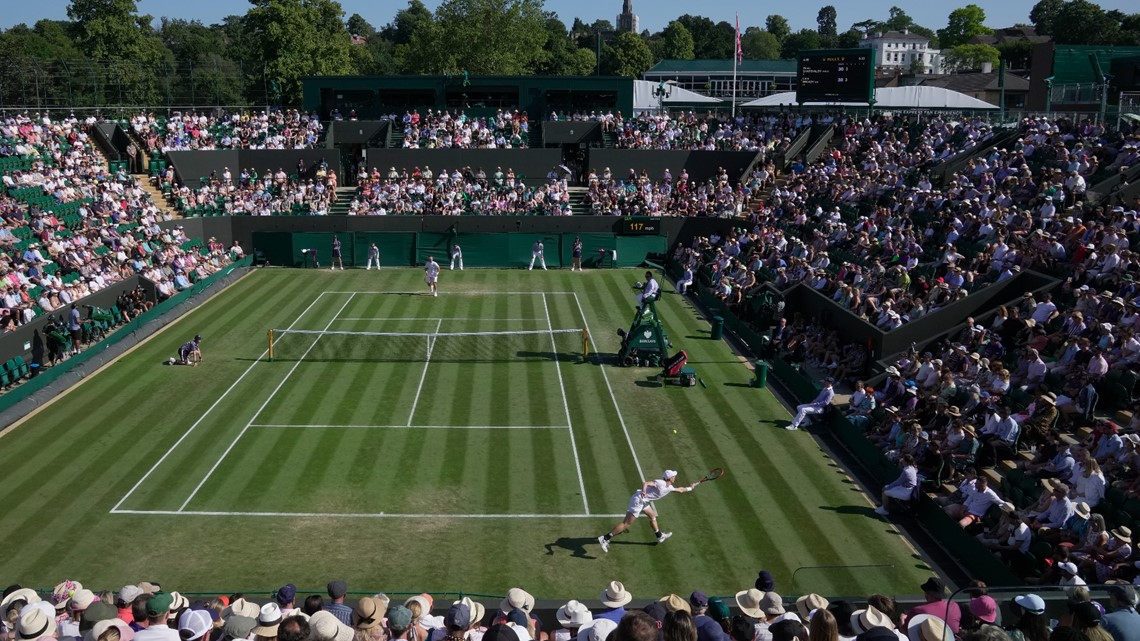 Wimbledon: Umpire warns fans after Champagne uncorking interrupts