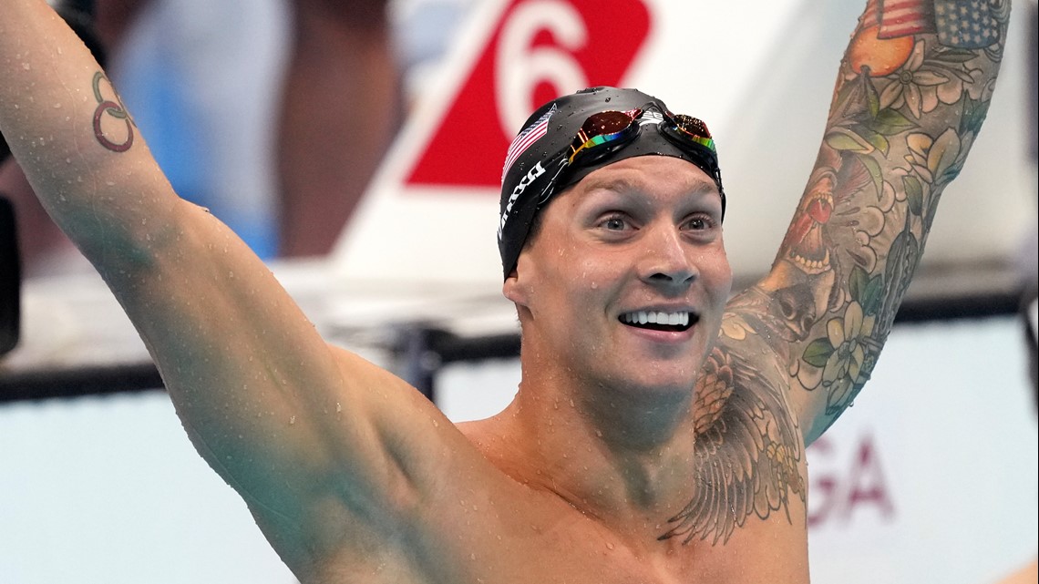 Caeleb Dressel wins Olympic 100m freestyle in record time | 9news.com