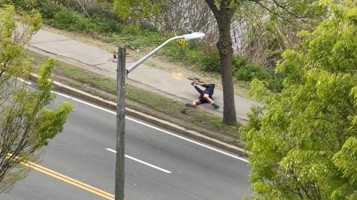 Man with assault rifle sprays rounds at drivers near Boston, injuring 2 before being shot