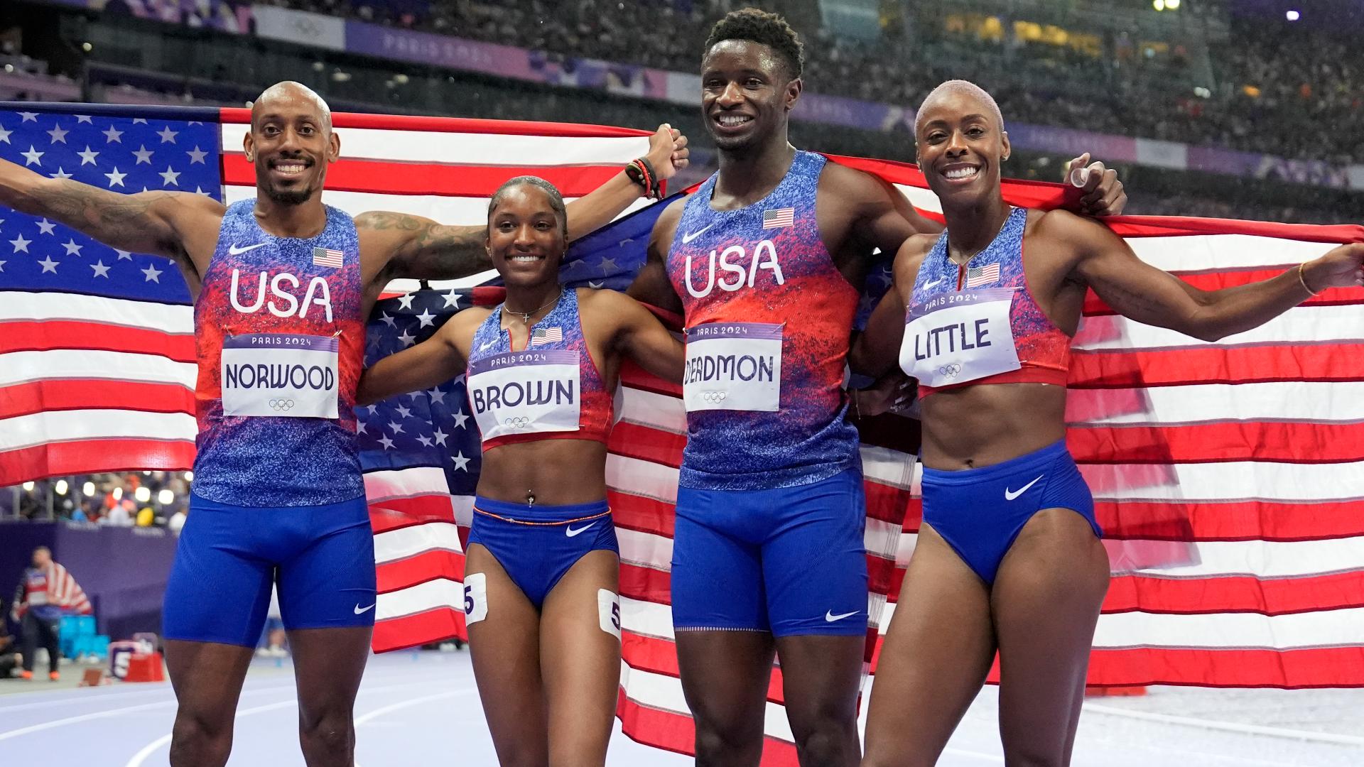 Day after world record run, US gets silver in 4x400 mixed relay | 9news.com