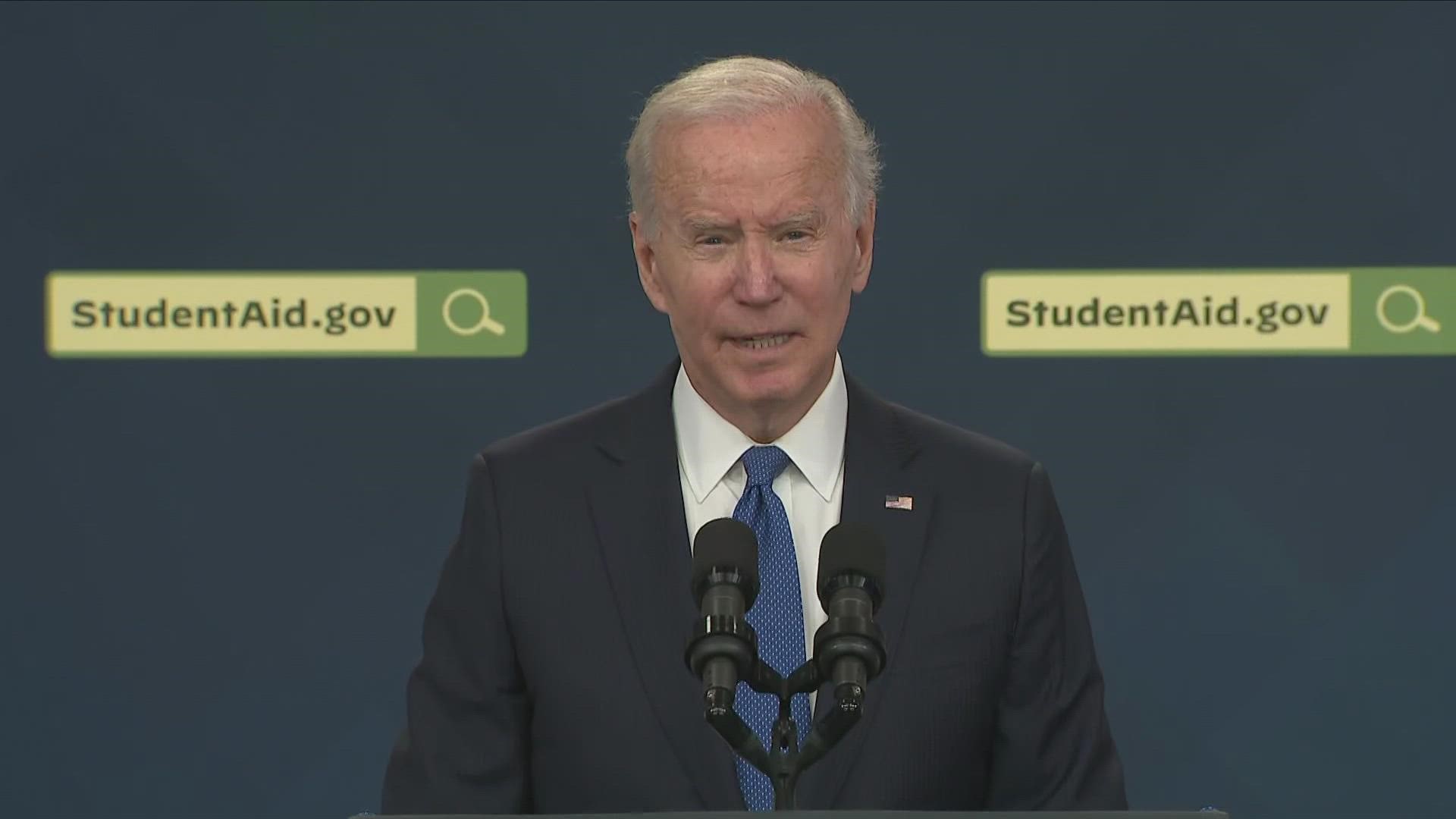 More than 8 million applications were submitted over the weekend during the first days of the student loan relief program's beta launch, Biden said Monday.
