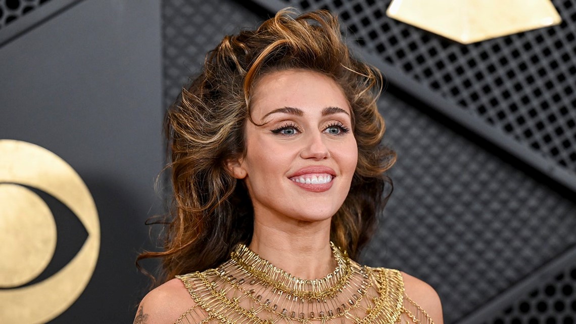 Miley Cyrus Stuns in SeeThrough Gold Dress at the 2024 GRAMMY Awards