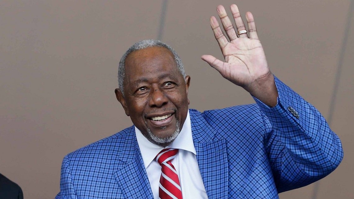 Hank Aaron of the Milwaukee Brewers poses for a portrait before a