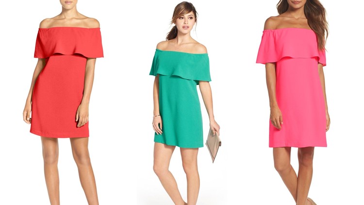 charles henry off the shoulder shift dress