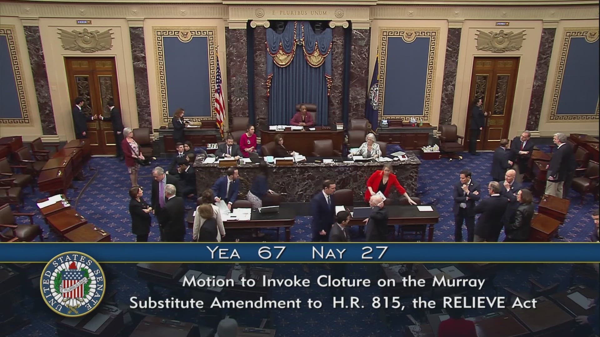 The $95B dollar package is closer to a senate floor vote after clearing a procedural hurdle 67 to 27 Sunday.