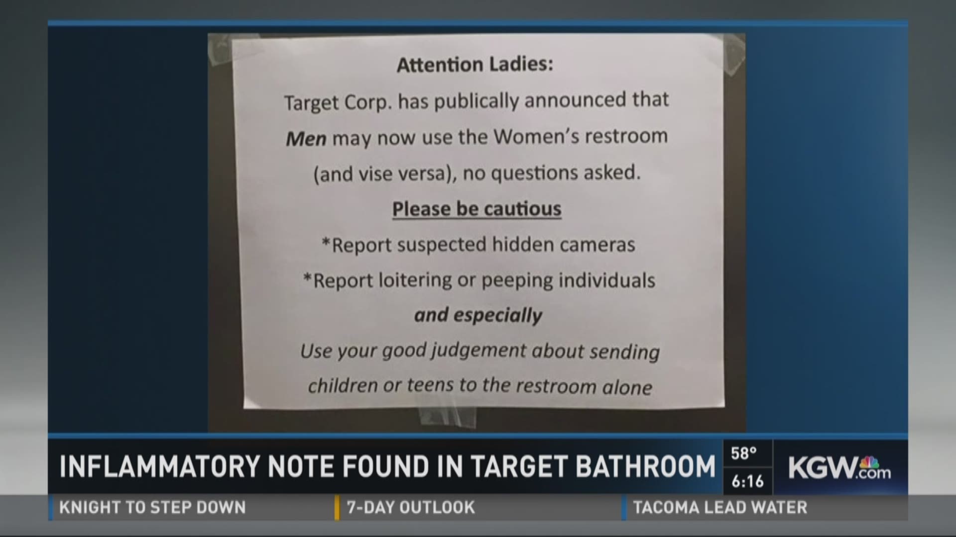 Inflammatory note found in Target bathroom