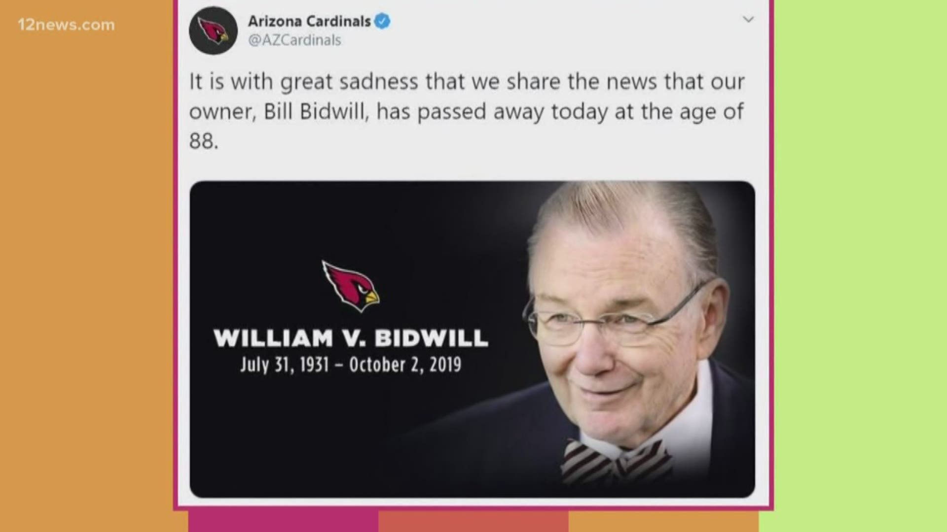 Arizona Cardinals owner Bill Bidwill dies at 88