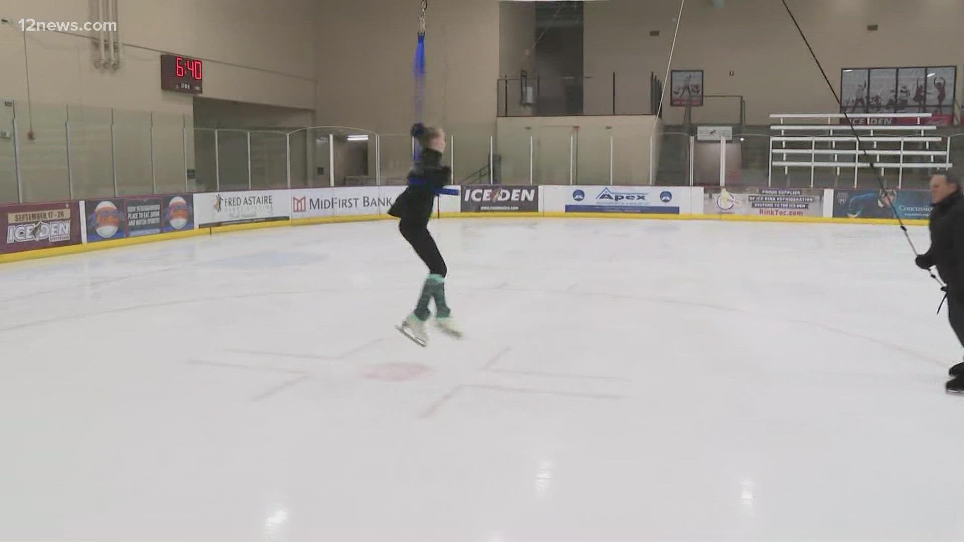 From ballet classes to a useful harness, the Valley's ice skaters do everything they can to learn the beautiful jumps needed to win in competition.