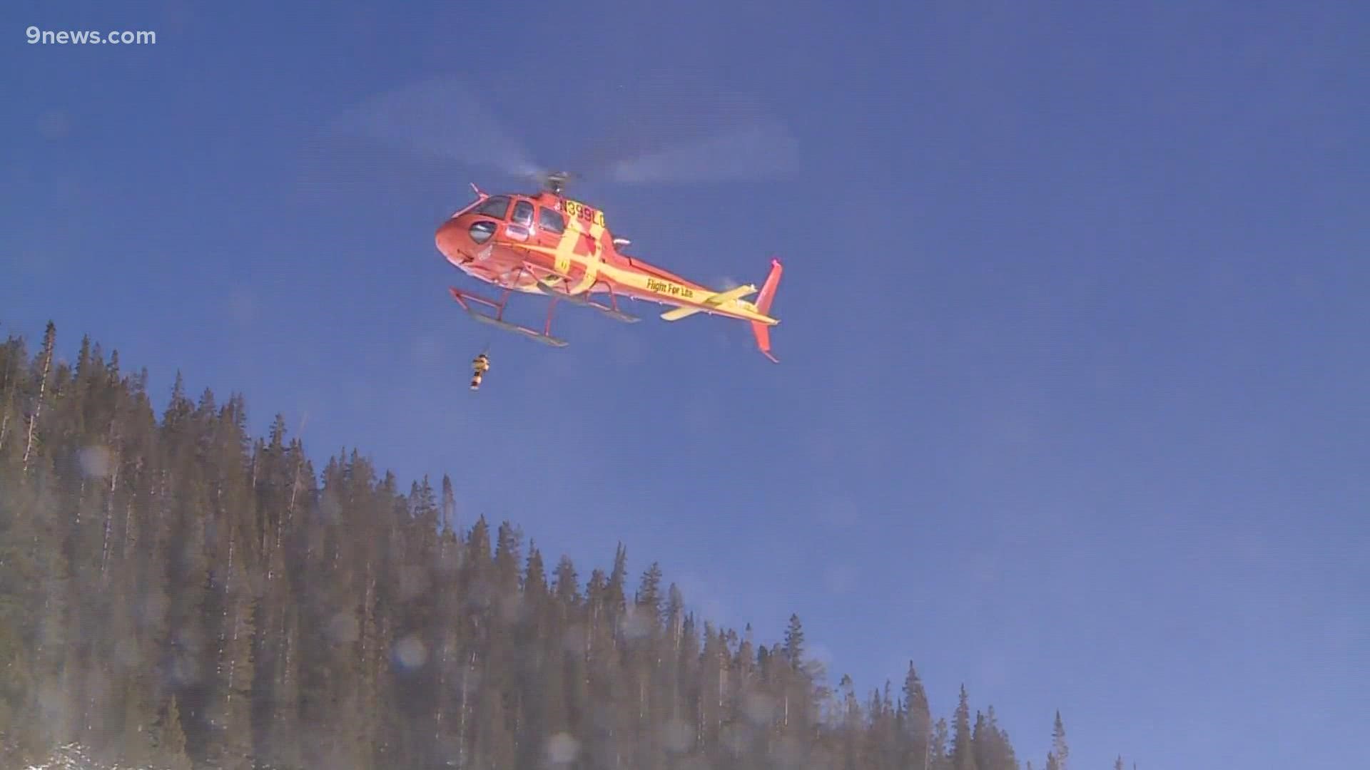 Some rescue helicopters are now equipped with beacons that detect avalanche transceivers, helping crews find where victims are buried.