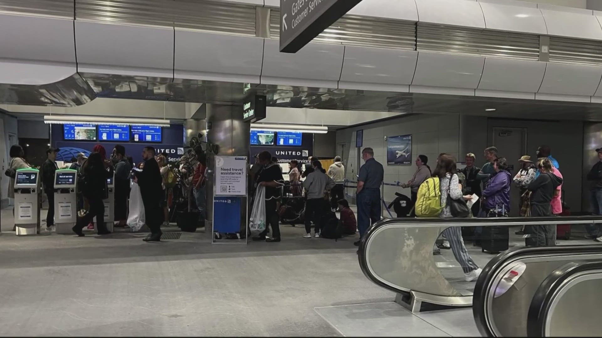 The travel woes continue at Denver International Airport (DIA) on Wednesday as flights are canceled and delayed nationwide on United Airlines.