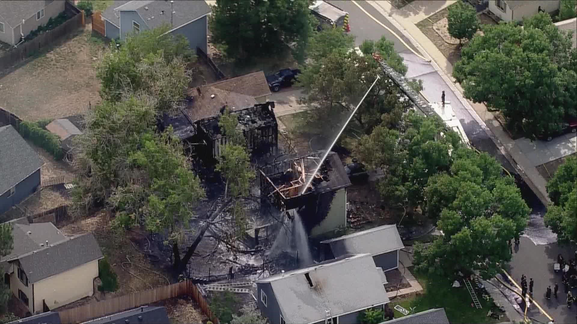 Footage from Sky9 of an Aurora residential fire located in the 17400 block of East Whitaker Dr.