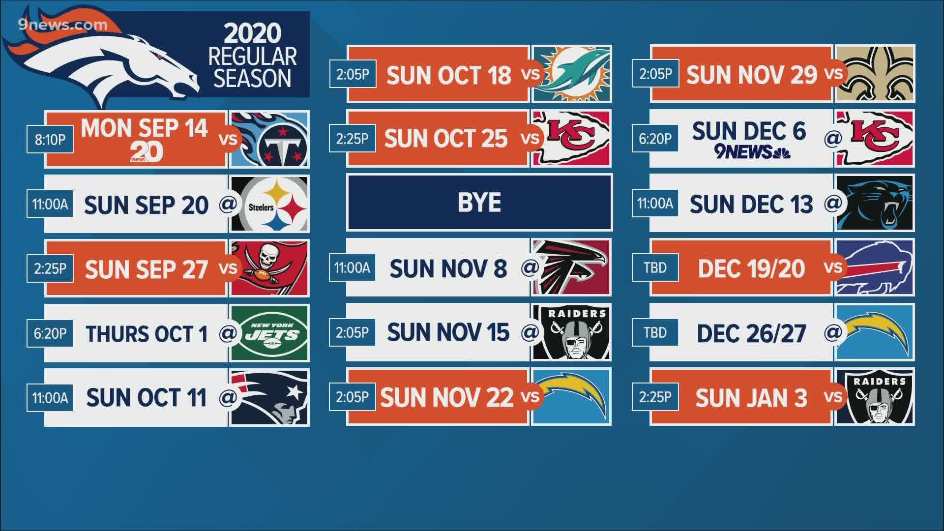 9NEWS Denver Broncos Insider Mike Klis breaks down the 2020 NFL football schedule.