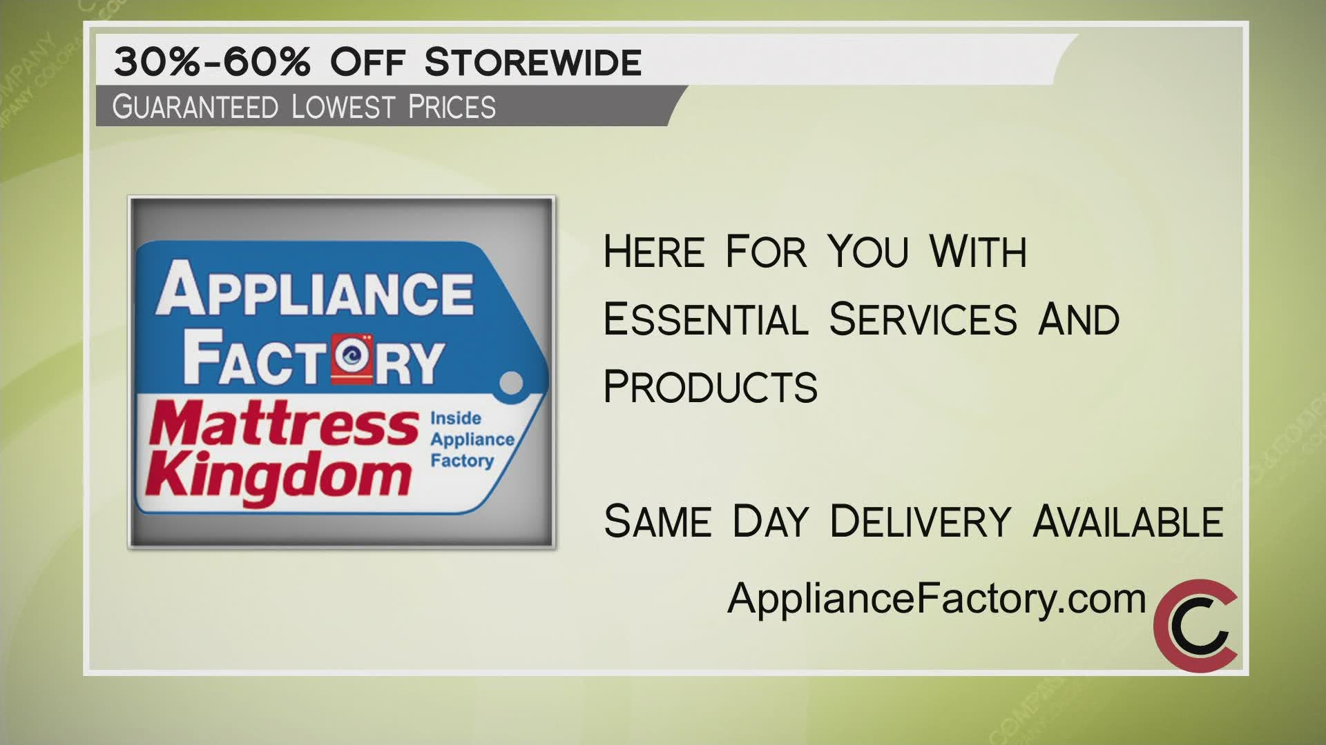 Check out ApplianceFactory.com and save between 30% and 60%!
