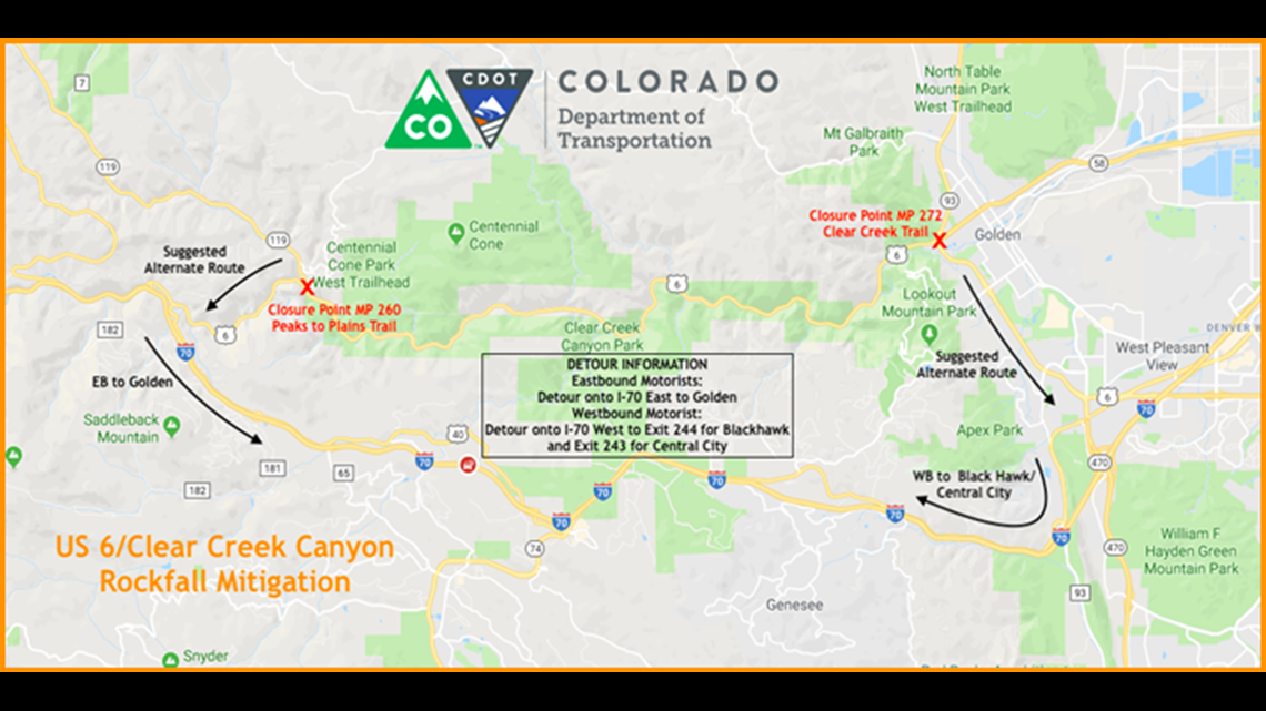 Colorado highway US6 to be closed this week due to 3 million