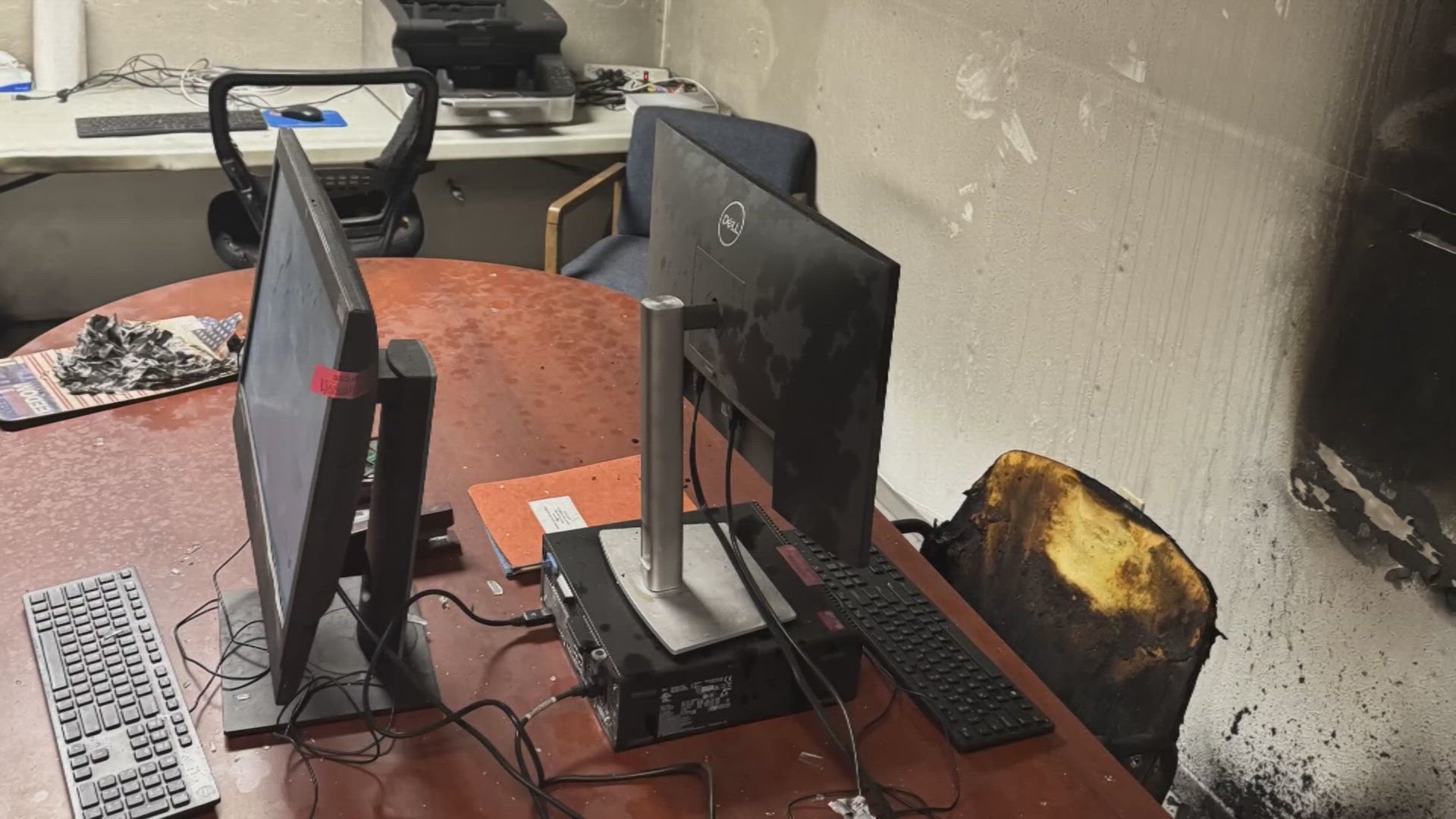 Someone threw a Molotov cocktail through the courthouse window and into an office on June 12.