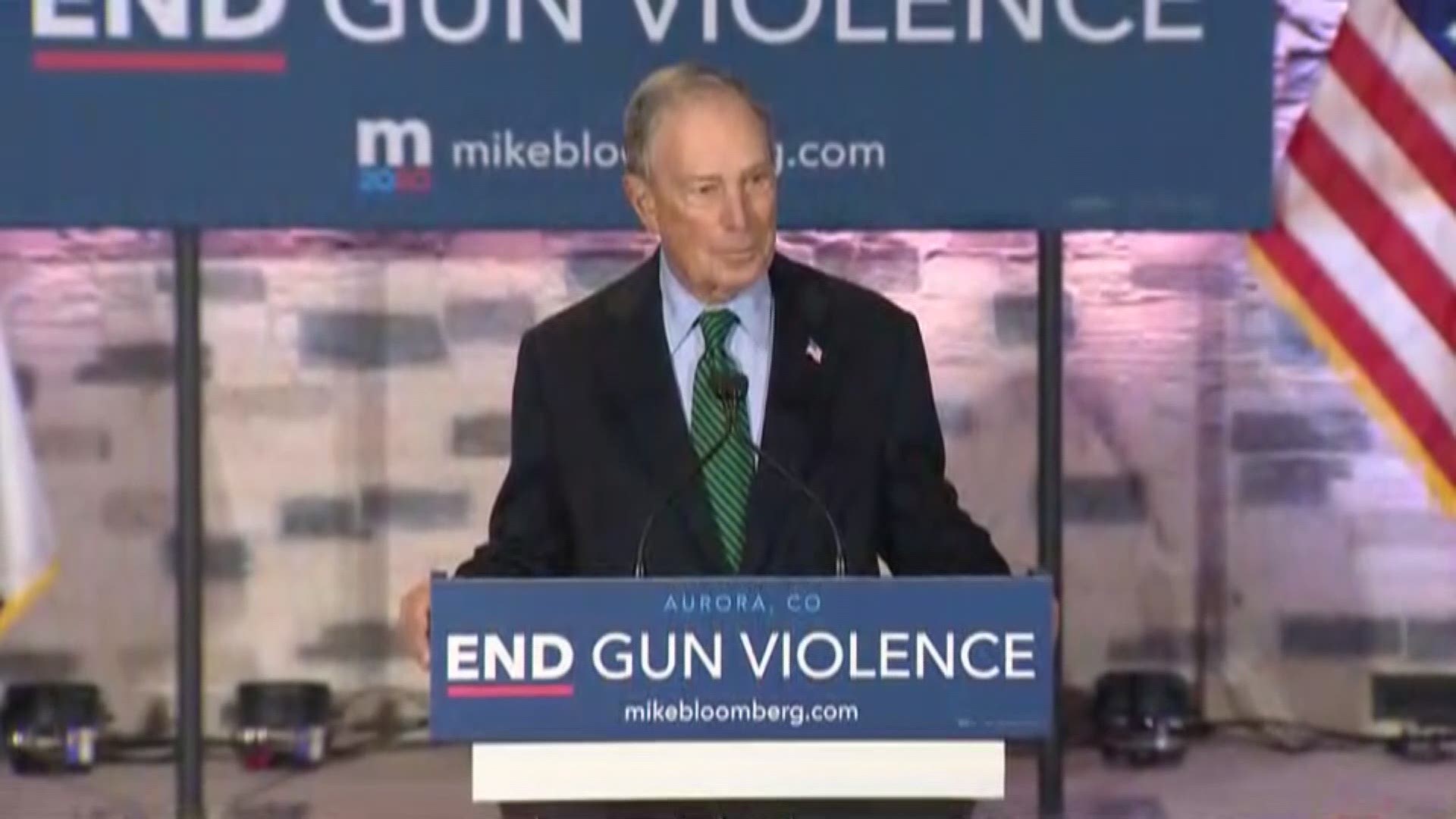 Democratic contender for president Michael Bloomberg revealed his gun control policy in Aurora on Thursday.