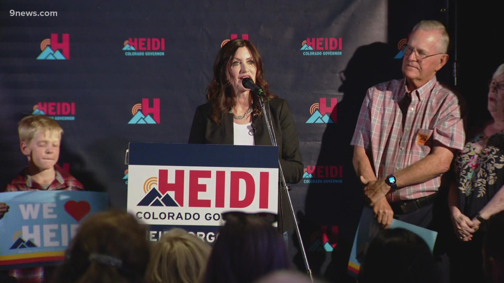 Heidi Ganahl, a leading Republican candidate for governor of Colorado, is heard at a meet-and-greet saying how she plans to win over unaffiliated voters.
