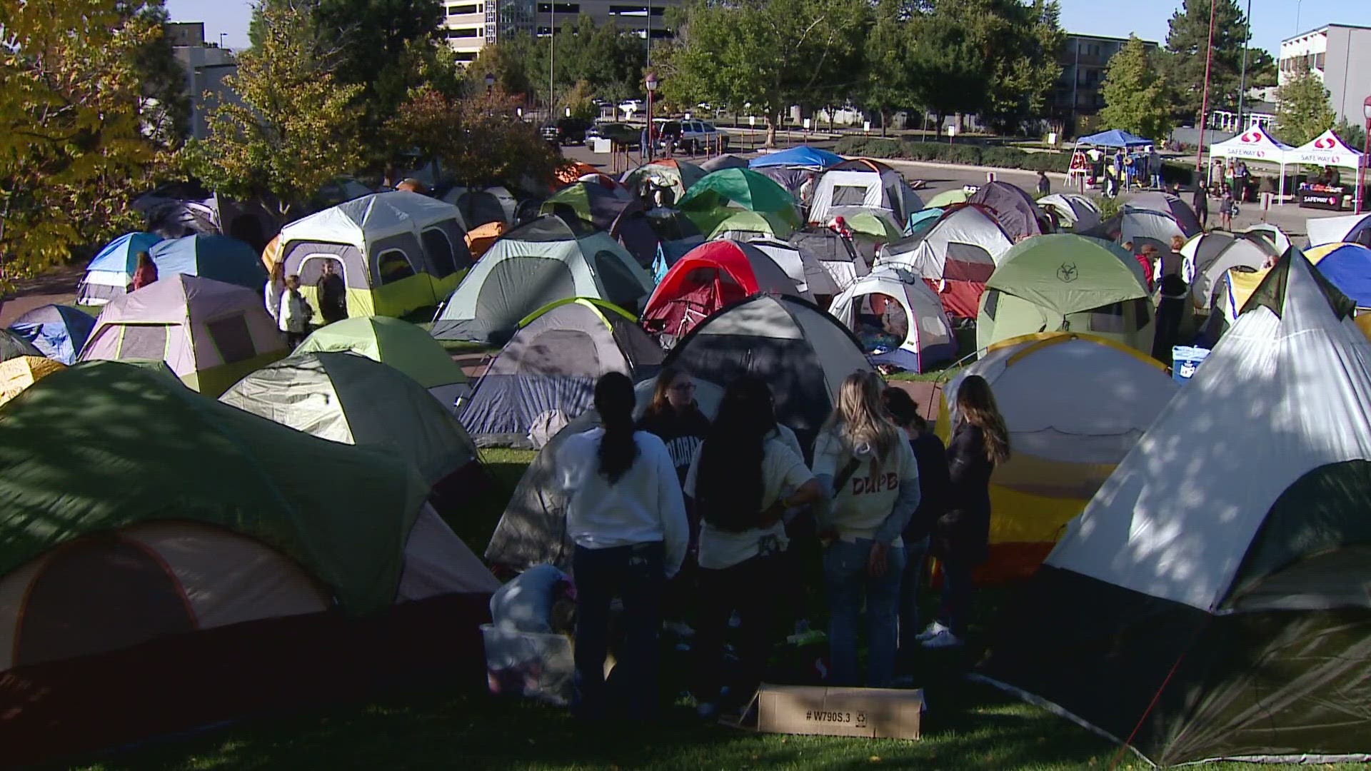 Students started setting up tents Friday morning at 9, to wait in line for tickets at 7:30 a.m. Saturday.