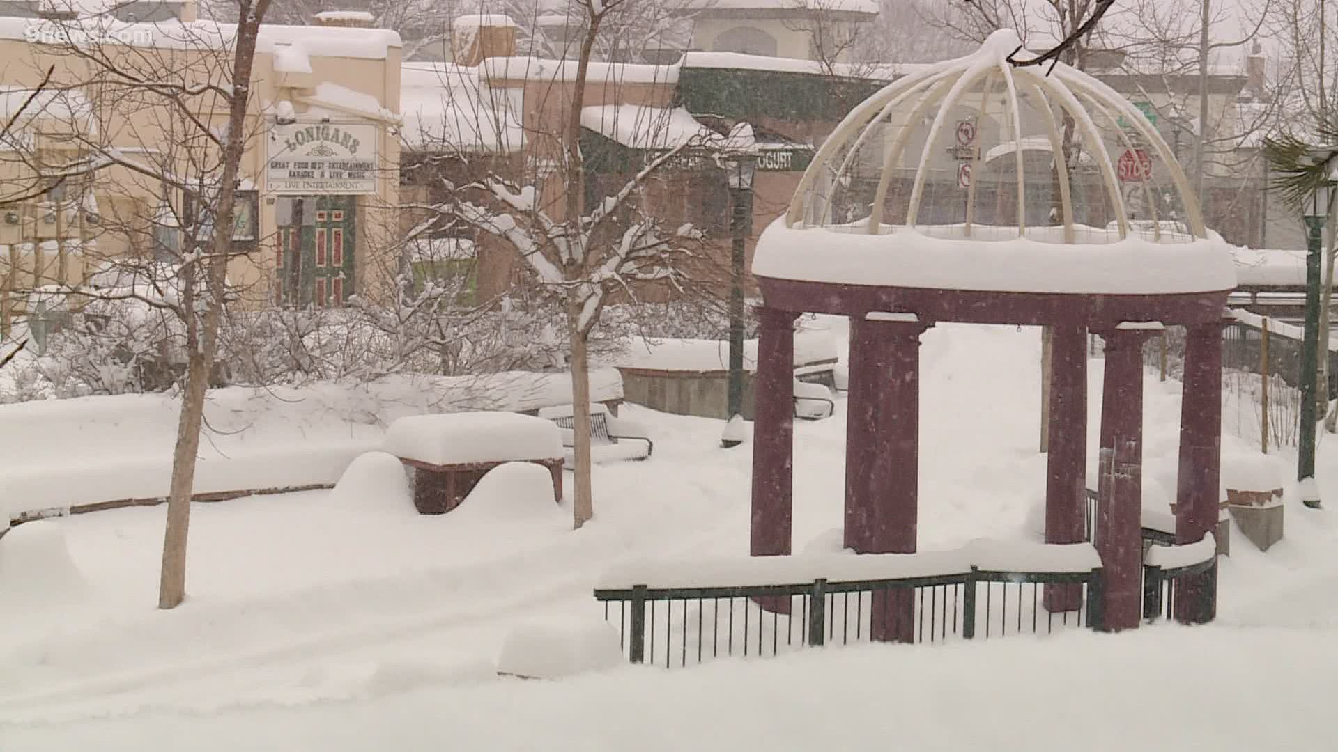 Where Cory Reppenhagen chooses to go during a storm is typically the place with the most snowfall. Here he is in Estes Park.