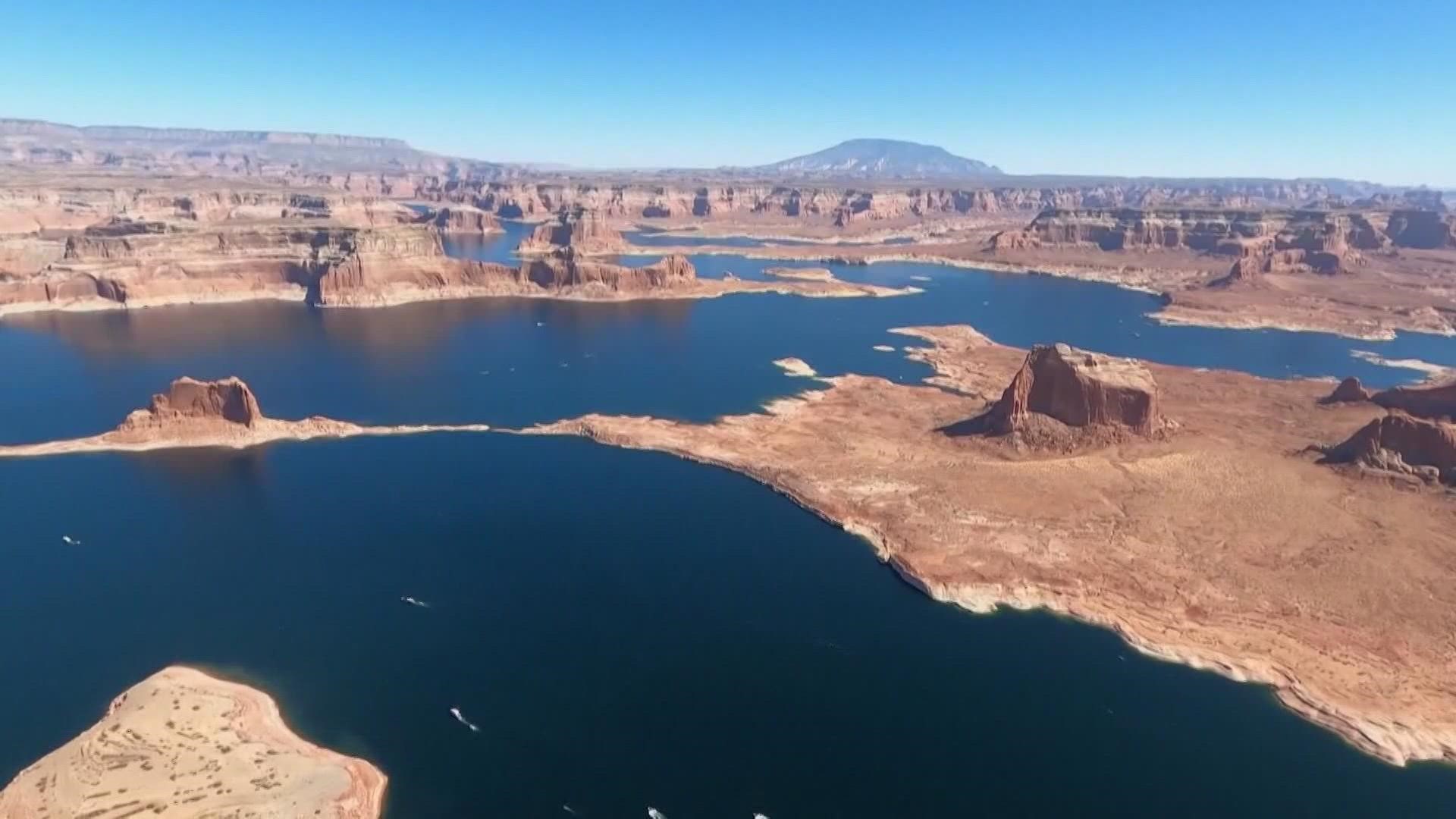 Lake Powell, in southern Utah, gets most of its water from Colorado's mountains. But for the 2nd straight winter, snowpack levels peaked at well below average.