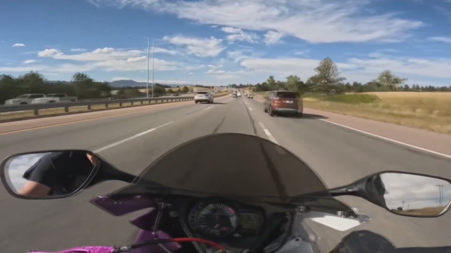 The motorcyclist who recorded himself driving 150 mph on I-25 between Colorado Springs and Denver pleaded guilty and was sentenced Tuesday.