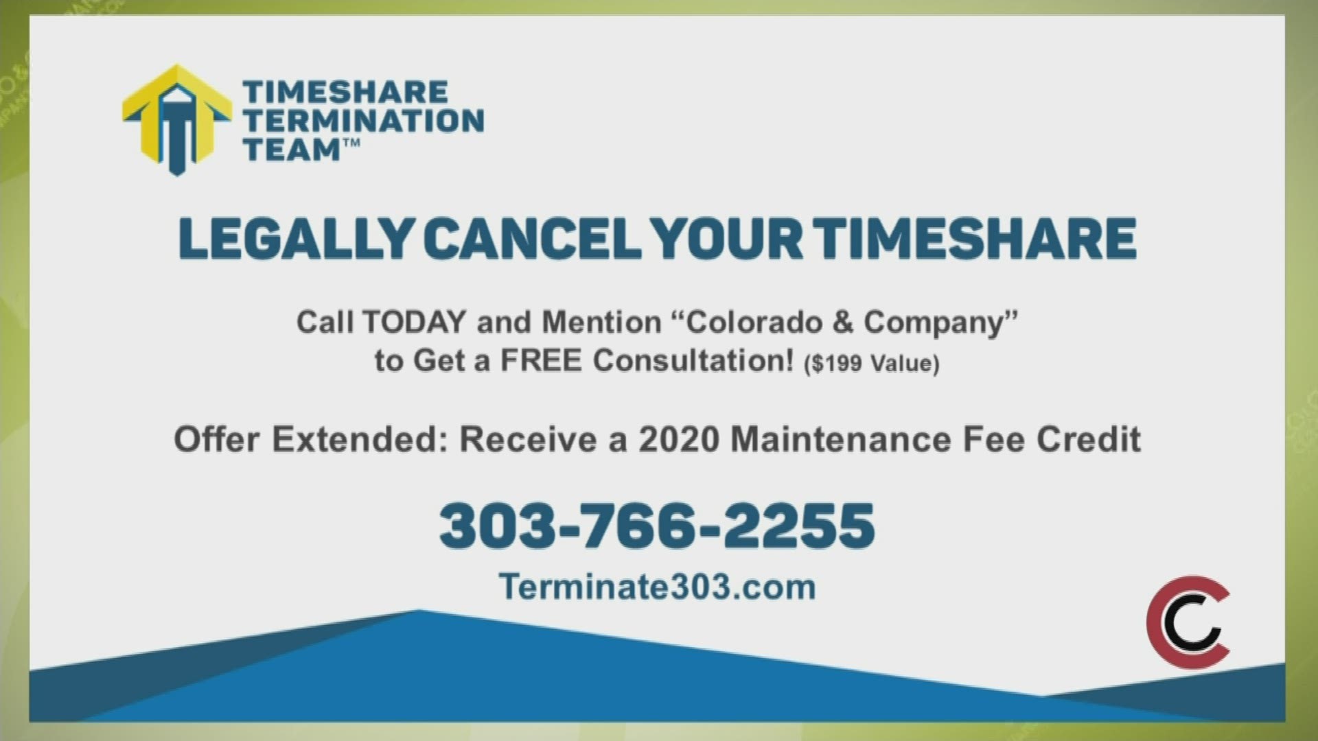 Call Timeshare Termination Team at 303.766.2255 and mention COCO to get a free consultation! Visit Terminate303.com to learn more about getting out of your timeshare
