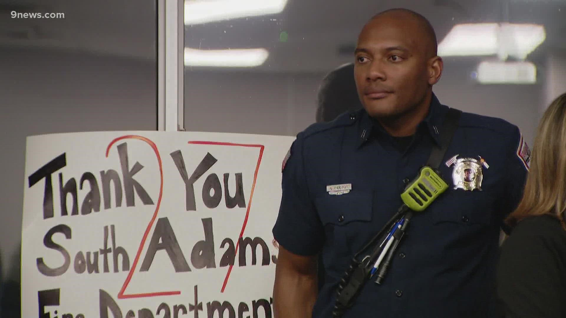 They met for dinner and discussion with the South Adams County Fire Department firefighters who saved their homes the night of the Marshall Fire.