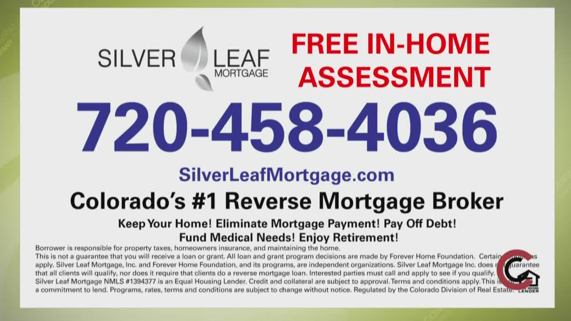 Learn more about reverse mortgages and meet your financial goals in retirement at SilverLeafMortgage.com. You can also call 720.458.4036.