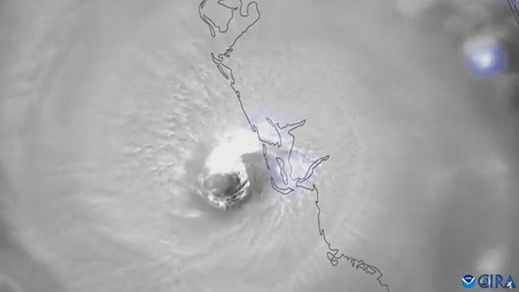 Hurricane Ian makes landfall in Florida, seen from space