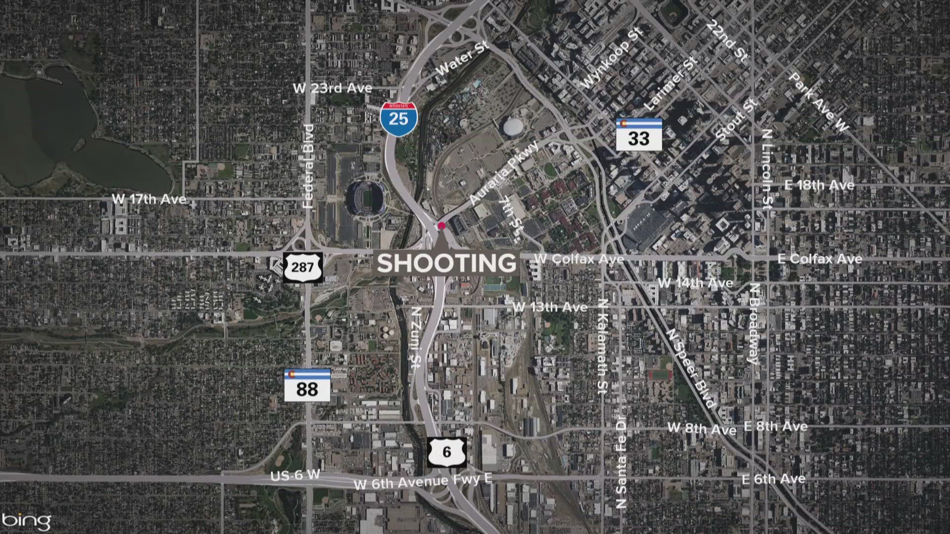 The shooting shut down a section of northbound Interstate 25 and Auraria Parkway Saturday afternoon.