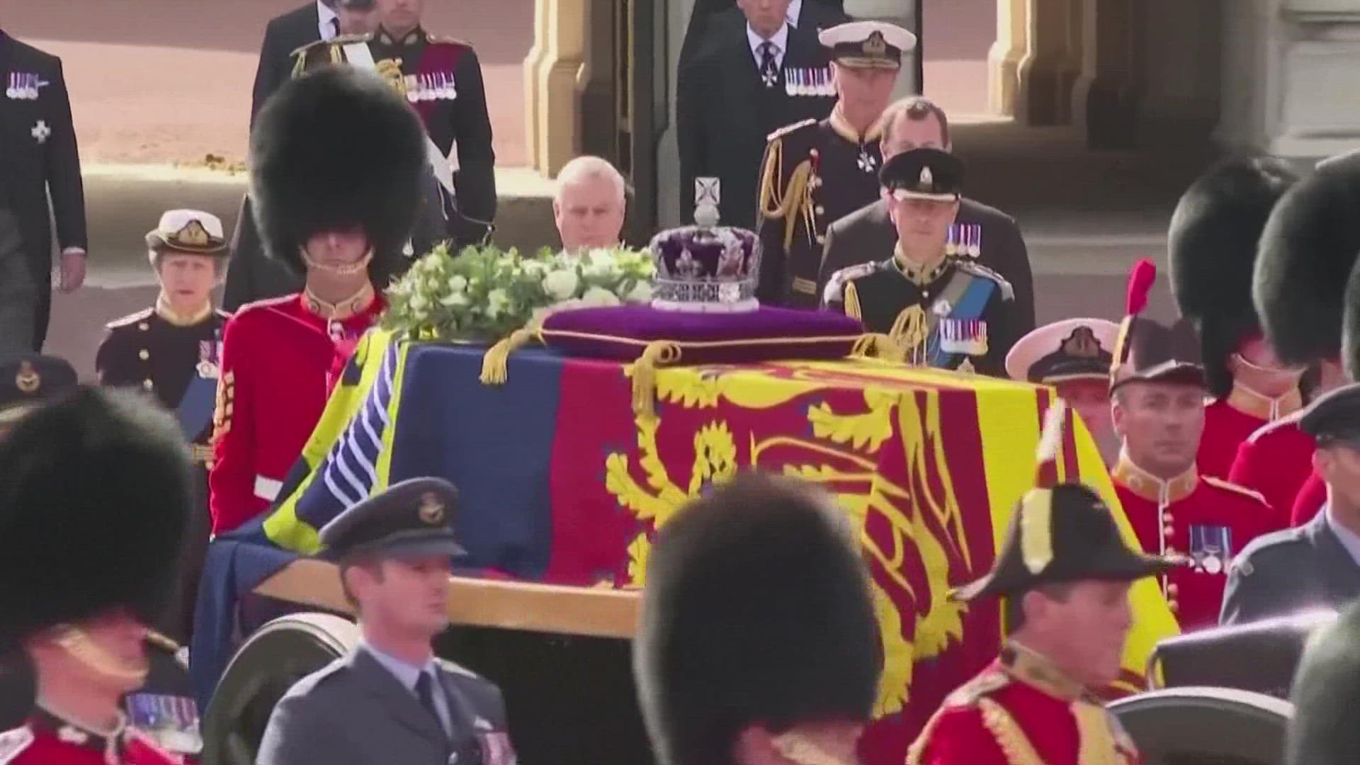 The late monarch’s coffin made the final journey from Balmoral Castle in northern Scotland, where the monarch died Thursday at age 96 after 70 years on the throne.