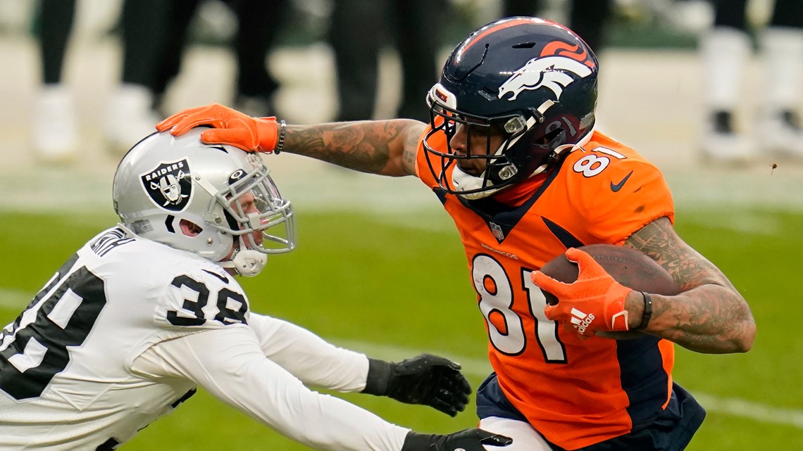 Denver Broncos' Montrell Washington during an NFL football game against the  Las Vegas Raiders in Denver, Sunday, Nov. 20, 2022. (AP Photo/Jack Dempsey  Stock Photo - Alamy