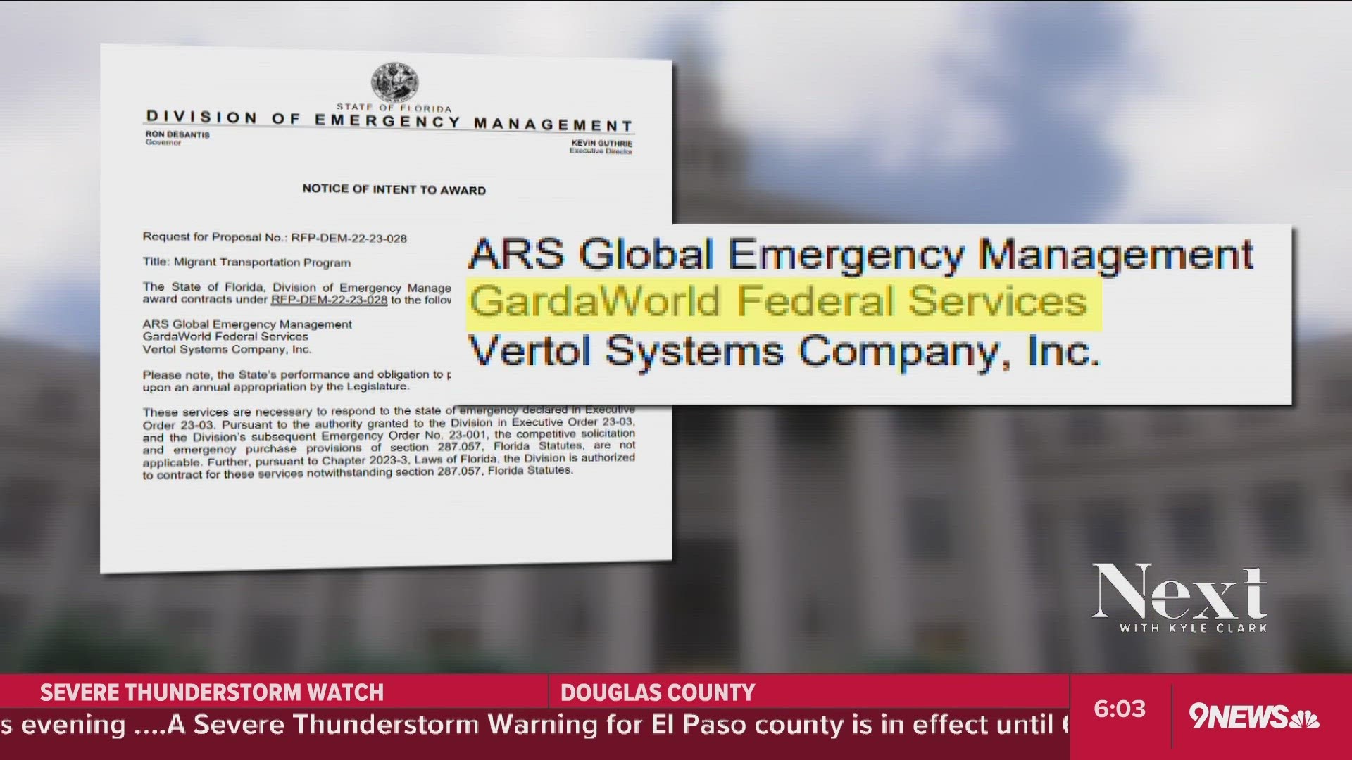 Contracts show GardaWorld Federal Services was involved in a program in Florida led by Gov. Ron DeSantis to fly migrants to Democrat-led cities.