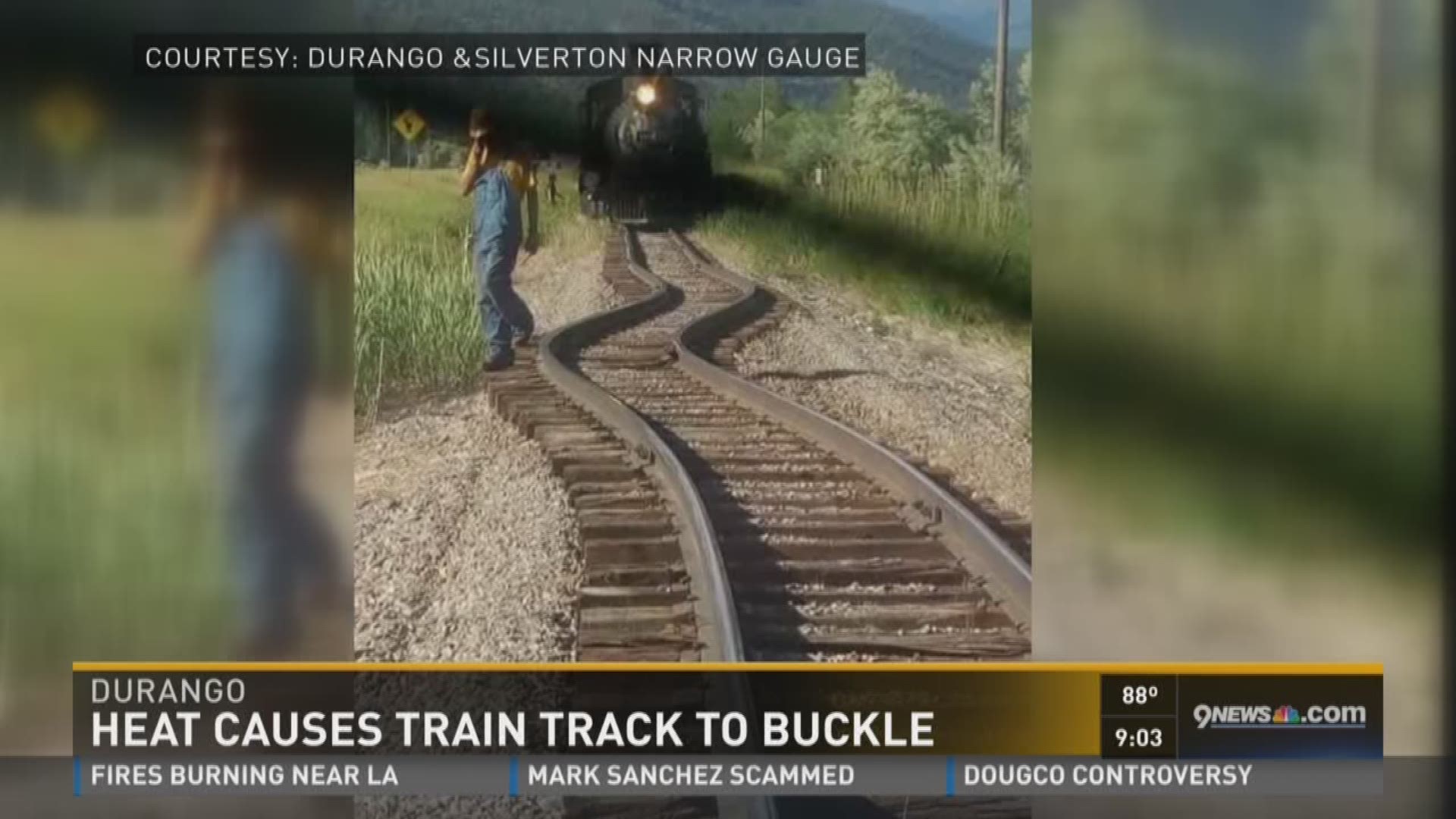 Heat causes bend in Durango train track