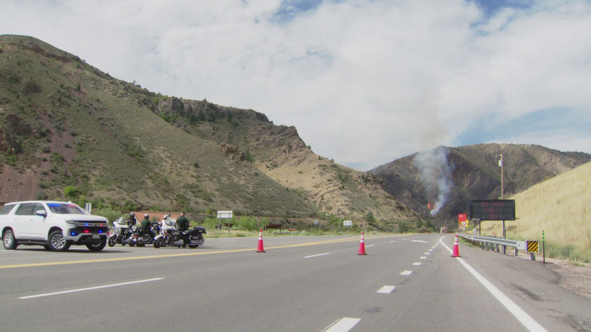 No homes were threatened by the fire that burned in rugged terrain north of Tunnel 1 along Highway 6, just west of Golden.